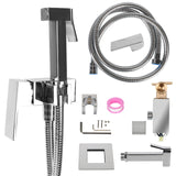 Brass Shower Tap Wall Mounted Bidet Faucet Set Handheld Bathroom Cold Hot Water Mixer Crane Square Sprayer Gun Douche Kit