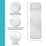 Soft 3D Mesh Quilt Full Body Spa Anti Bacterial Cushion Mattress Bath Bathtub Mat Pillow With Large Non Slip Suction Cups
