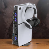 Organizer Ps5 Slim Vertical Console Stand with Quiet Cooler Fan Headphone Holder Gaming for Gamers