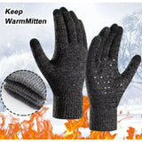 Winter Warm Windprooll Finger Knitted Gloves with Touch Screen for Outdoor Cycg Motorcycle Skiing Hand Warmer Accessories