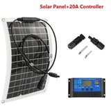 30W-600W Flexible Panel 12V Battery Charger Dual USB With 10A-100A Controller Solar Cells Power Bank for Phone Car Yacht