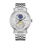 PINTIME Watch for Men Automatic Mechanical Wrist Watches Stainless Steel Strap 3D Dragon Emboss Luxury Business Wristwatch Reloj