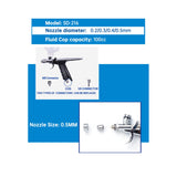 Professional 0.5mm Airbrush Set with Spray Tools Nozzle Cap Connector Accessories for Car Model Wall Painting Nails