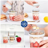 2pcs Set 16 oz Mason Jars with Silicone Lid and Spoon - Perfect for Storing Milk, Grains, Fruits, and Oatmeal