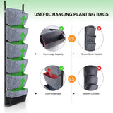 with 6 Pockets Vertical Gardening Flower Pots Planter Hanging Wall Garden Planting Bags
