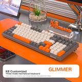K8 2.4G Wireless Bluetooth-compatible Wired Three-mode nical RGB Backlight 100 Keys Hot Swappable Gaming Keyboard