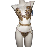 Nightclub bar tour, female singer runway show, new luxury bikini set, side tassels, sexy temperament