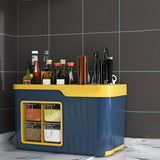 Organizer of multifunctional kitchen knife holder, oil, salt, sauce, and vinegar