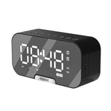 Digital Mirror Surface Alarm Clock Desktop Portable BT Speaker & FM Radio Rechargeable Support TF Card for Home Office Travel