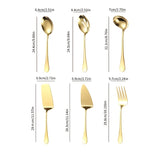 6pcs Stainless Steel Kitchen Utensils Set, Golden Serving Spoon Slotted Spoon Slotted Spatula Flat Turner Dinner