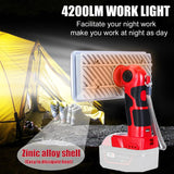40W 4200LM Cordless LED Work Light Flashlight Outdoor Spotlight with USB Port for Milwaukee//18V Li-ion Battery