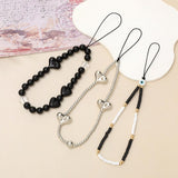 Mobile Grip Beaded Phone Hanging Chain Wrist Strap Set Women Universal Cell for Girls