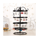 Wrought Iron Four-Story Rotating Jewelry Earring Bracelet Display Rack Pink