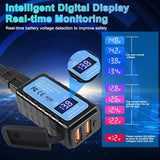 36W SAE To Dual USB QC3.0 Charger Voltmeter ON/Off Switch 100CM Cable Waterproof Motorcycle Accessories