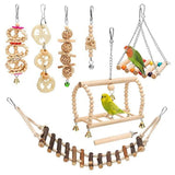 Bird Parrot Toys Wooden Hanging Swing Hammock Chewing Climbing Ladders Perches Pet Cage Accessories