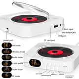 Portable Bluetooth Speaker Stereo Players LED Screen Wall Mountable CD Music Player with IR Remote Control FM Radio