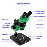 Trinocular Stereo Binocular 7-45X Continuous Zoom Microscope Magnifier for Phone PCB Electronic Repair Device RL-M3