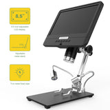 AD208S 5X-1200X Digital Microscope LCD Display Screen 1280 * 800 Adjustable 1080P Scope Soldering Tool with Two Fill Lights