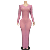 Hot selling temperament long skirt, slim fit, hip wrap, waist cinching, small sparkling diamond for direct sale