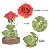 Eternal Rose Flower In Glass Dome With LED Light Wooden Base Valentine Christmas Gifts For Women