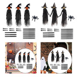 Light-Up Halloween Witches Ornaments with Stakes Set - Holding Hands Screaming for Home Outside, Holidays, Porch, Garden