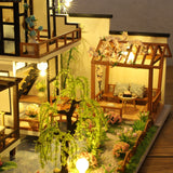 1pc DIY Miniature Dollhouse Kit, Miniature House Kit, Great Handmade Craft Gift For Birthday Valentine's Day, Traditional Courtyard House Decor