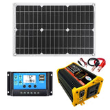 Dual 25W Panel+6000W Inverter Solar Power Generation System DC 12V to AC 110V/220V with Smart USB Charger Ports
