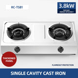 Household Strong Fire Stainless Steel Double Gas Stove - Desktop for Kitchen