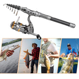 1.5/1.8/2.1/2.4m Fishing Pole Combo Set 2pcs Rod and Reel Telescopic Fishing Rod Carbon Fiber Spinning Reels Fishing Accessories
