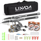 1.5/1.8/2.1/2.4m Fishing Pole Combo Set 2pcs Rod and Reel Telescopic Fishing Rod Carbon Fiber Spinning Reels Fishing Accessories