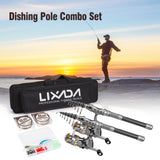 1.5/1.8/2.1/2.4m Fishing Pole Combo Set 2pcs Rod and Reel Telescopic Fishing Rod Carbon Fiber Spinning Reels Fishing Accessories