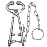 1 Pcs Farm Cattle Livestock Tool Stainless Steel Cow Nose Ring Pliers Bull Cattle Bovine With Chain Cow Nose Fixed Pulling Tool