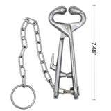 1 Pcs Farm Cattle Livestock Tool Stainless Steel Cow Nose Ring Pliers Bull Cattle Bovine With Chain Cow Nose Fixed Pulling Tool