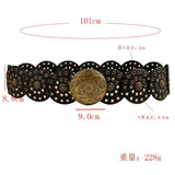 1 Piece Fitted With Hollow Retro Wide Belt Round Iron Sheet Baroco Style