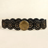 1 Piece Fitted With Hollow Retro Wide Belt Round Iron Sheet Baroco Style