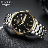 100%Original ZUNPAI Watch For Men Waterproof Stainless Steel Fashion Luxury Men Watches Waterproof Luminous Quartz WristWatch