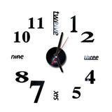 3D DIY Modern Design Large Acrylic Clocks Home Sticker Room Decor Clock on the Wall Numbers-Black