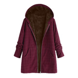 Pure color plus fleece hooded zipper women's jacket