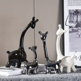 4pcs/set Cute Abstract Deer Ornament, Ceramic Statue Art Craft, For Bookshelf Home Living Room Office Cafe Decor, Room Tabletop Display Entryway Decor, Winter Christmas New Year Decor