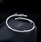 Silver fan bird branch s925 silver bracelet women