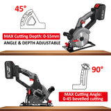 6 Inch Electric 21V 6800RPM Brushless Motor Compact Circular Tile with 24T Saw Blades for Wood Soft Metal