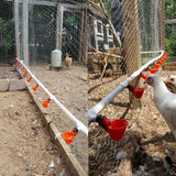 10Pcs Chicken Quail Drinker Bowl Automatic Feeding Water Cup Straight Pipe With Yellow Nipple Farm Poultry Drinking Water System