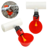 10Pcs Chicken Quail Drinker Bowl Automatic Feeding Water Cup Straight Pipe With Yellow Nipple Farm Poultry Drinking Water System