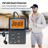 Portable Radio AM/FM Pocket Radio TF Card MP3 Player Rechargeable Battery LED Display 3.5mm Earphone Auto Save Station