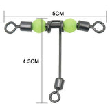 10pcs Luminous Fishing swivels T-Shape 3 Way Rolling Swivel Cross-Line Barrel Swivel with beads Sea Fishing hook
