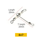 10pcs Luminous Fishing swivels T-Shape 3 Way Rolling Swivel Cross-Line Barrel Swivel with beads Sea Fishing hook