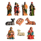 10pcs Resin Holy Family Nativity Figurine Set Jesus Figurines Christmas Ornaments Decor Nativity Scene Set Tabletop Decoration