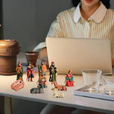 10pcs Resin Holy Family Nativity Figurine Set Jesus Figurines Christmas Ornaments Decor Nativity Scene Set Tabletop Decoration
