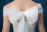 Wholesale fashion one word, shoulder lace, fishtail Tail Han bride married 2021 new wedding dress D95