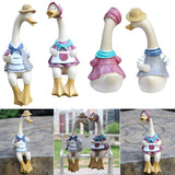 2 Pcs Sitting Couple Duck Cute Resin Duc Lovely Sculptures for Home Office Patio Lawn Yard Ornaments